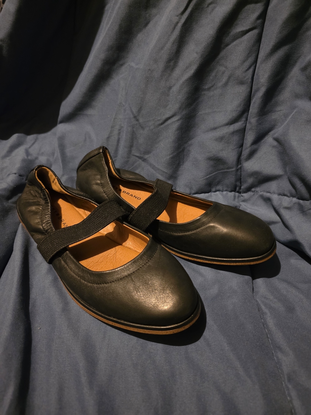 Lucky Brand Black Leather Mary Jane Flats with Elastic Strap